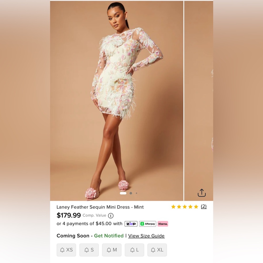 Fashion Nova Luxe Laney Feather Sequin Mini Dress Mint Green Colorful Small NEW - Picture 12 of 12